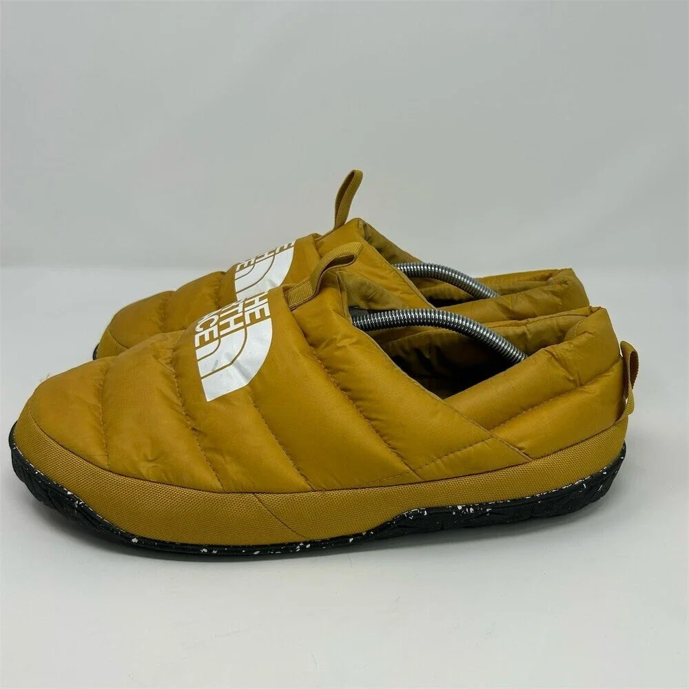 The North Face Nuptse Mule Slippers Unisex Mustard Yellow Insulated Camp Size 13